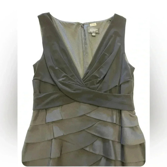 Adrianna Papell Black Sleeveless Formal Cocktail Tiered Midi Dress Size 10 - Picture 7 of 10